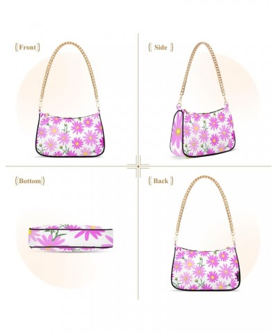 Pink Daisy Pattern Shoulder Bags for Women, Mini Purse Small Shoulder Purses for Women Handbags Clutch Purse Trendy Purses fo...