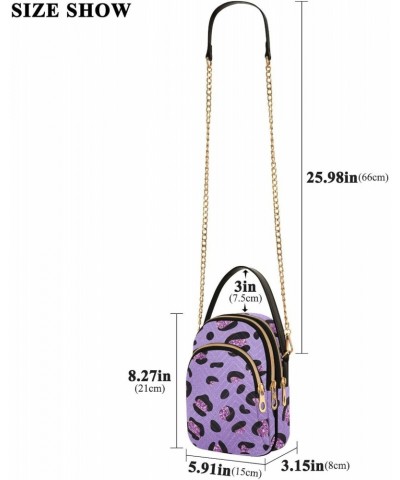 Purple Glam Leopard Womens Sling Backpack Crossbody Chain Shoulder Bags Waist Packs Multipurpose Handbags for Travel Shopping...