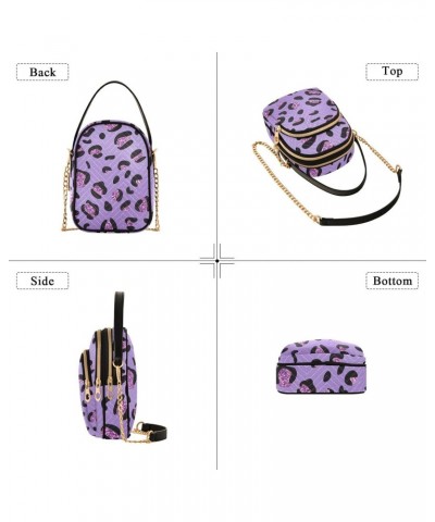 Purple Glam Leopard Womens Sling Backpack Crossbody Chain Shoulder Bags Waist Packs Multipurpose Handbags for Travel Shopping...