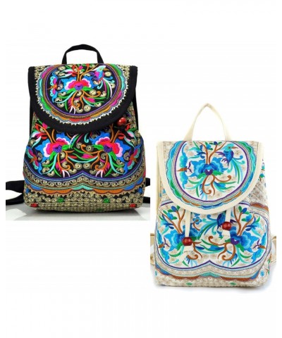 2 pcs Embroidered Backpack Purse for Women Shoulder Bag Travel Purse Daypack $22.61 Backpacks