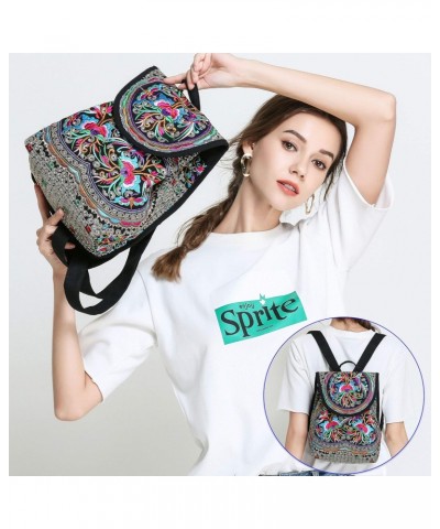 2 pcs Embroidered Backpack Purse for Women Shoulder Bag Travel Purse Daypack $22.61 Backpacks