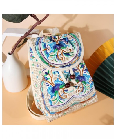 2 pcs Embroidered Backpack Purse for Women Shoulder Bag Travel Purse Daypack $22.61 Backpacks