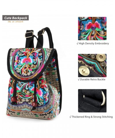 2 pcs Embroidered Backpack Purse for Women Shoulder Bag Travel Purse Daypack $22.61 Backpacks