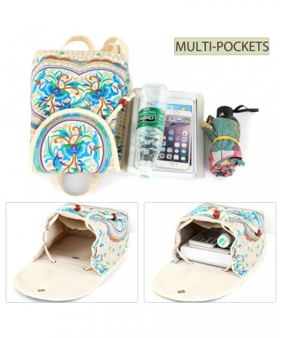 2 pcs Embroidered Backpack Purse for Women Shoulder Bag Travel Purse Daypack $22.61 Backpacks