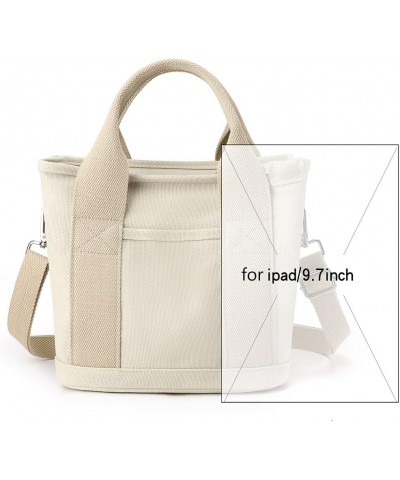 Canvas Tote Bag Crossbody Bags for Women Tote Purse with Zipper Messenger Bag for Shopping Travel for Vacation Work White $13...