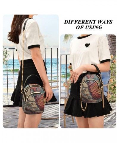 Women Crossbody Sling Bags Vintage Parrot Painting Print, Compact Fashion Handbags Purse with Chain Strap Top handle for Even...