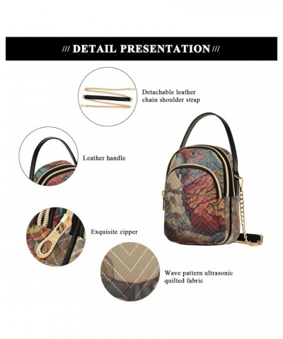 Women Crossbody Sling Bags Vintage Parrot Painting Print, Compact Fashion Handbags Purse with Chain Strap Top handle for Even...