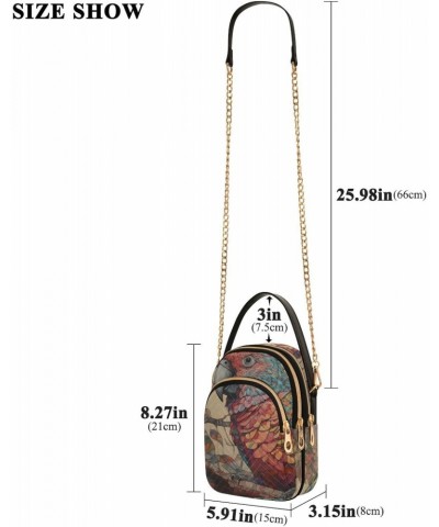 Women Crossbody Sling Bags Vintage Parrot Painting Print, Compact Fashion Handbags Purse with Chain Strap Top handle for Even...