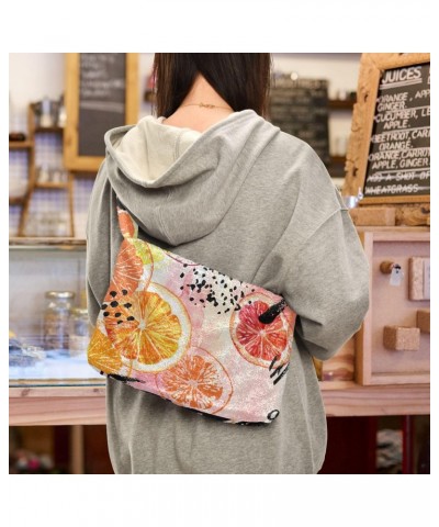 Orange Ink Furry Tote Bag for Women Crossbody Bag Shopping Shoulder Bag Shopping Work Bag with Zipper for Travel $10.08 Totes