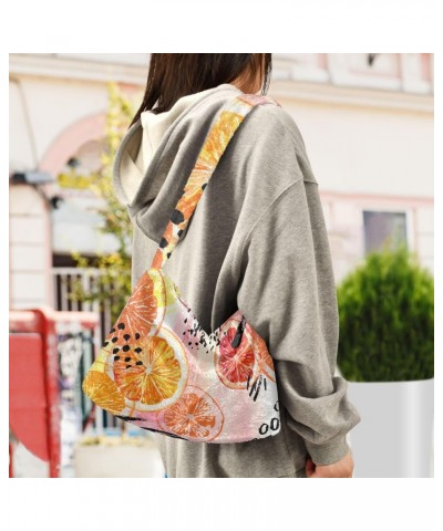 Orange Ink Furry Tote Bag for Women Crossbody Bag Shopping Shoulder Bag Shopping Work Bag with Zipper for Travel $10.08 Totes