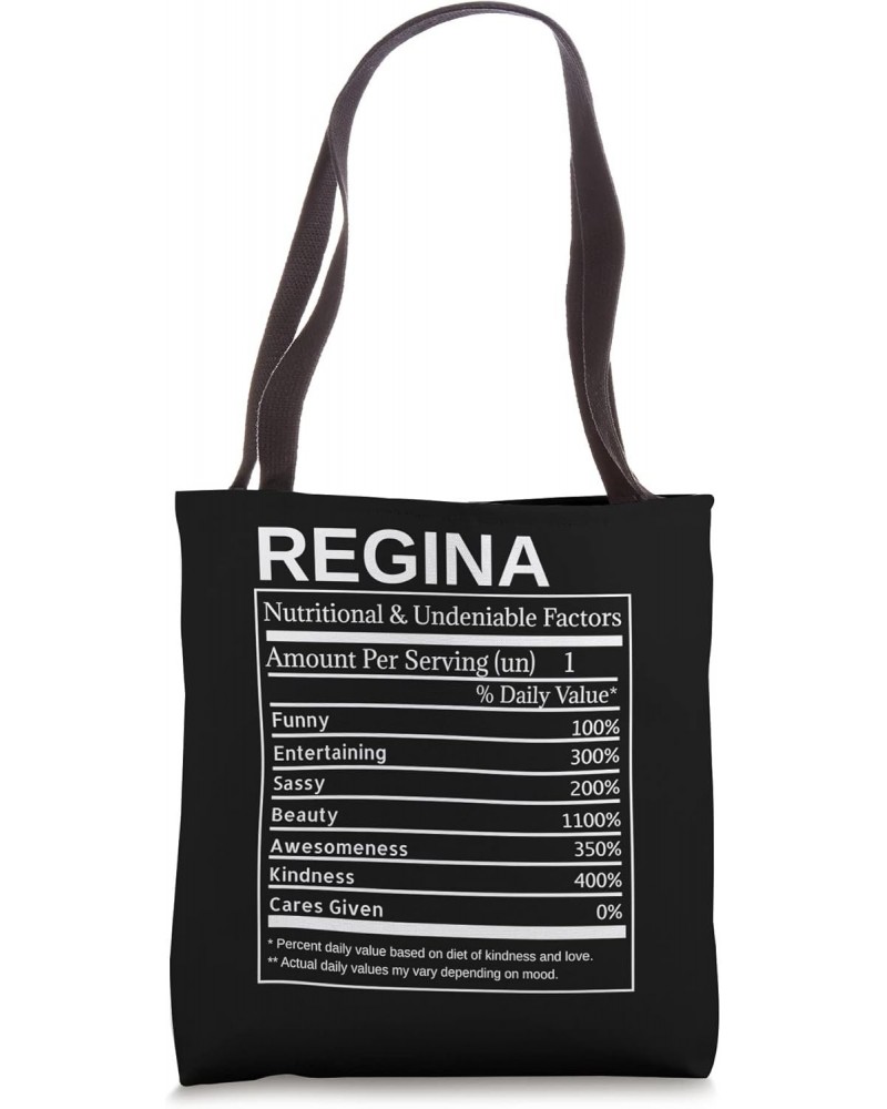 Regina Nutrition Facts Funny Sarcastic Personalized Name Tote Bag $14.03 Totes