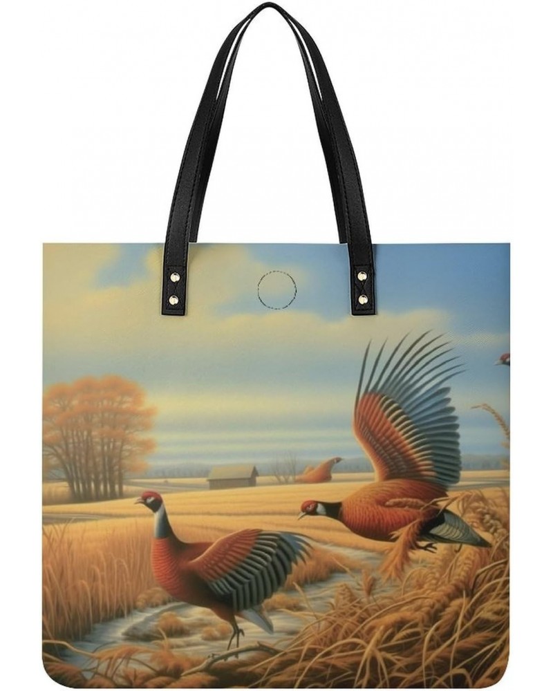 High Field Pheasants Hunting Handbag Large Capacity Top-Handle Bag Ladies Shoulder Totes $17.02 Totes