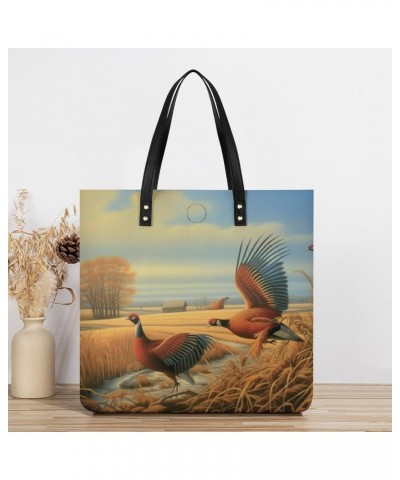 High Field Pheasants Hunting Handbag Large Capacity Top-Handle Bag Ladies Shoulder Totes $17.02 Totes