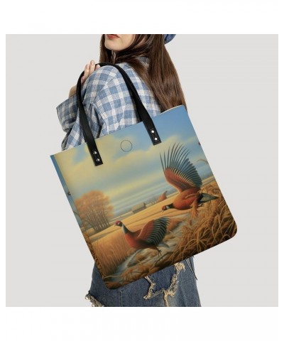 High Field Pheasants Hunting Handbag Large Capacity Top-Handle Bag Ladies Shoulder Totes $17.02 Totes