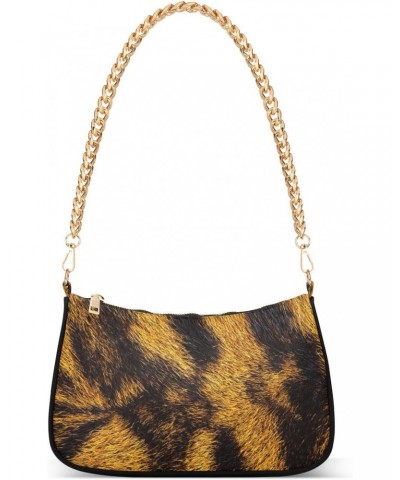 Women Chain Shoulder Purse Bag With Zipper Tiger Skin Texture Print, Wild Animal Hobo Tote Clutch Handbags with Chain Strap $...