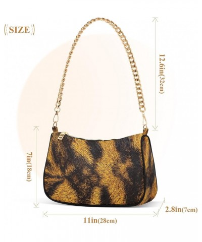 Women Chain Shoulder Purse Bag With Zipper Tiger Skin Texture Print, Wild Animal Hobo Tote Clutch Handbags with Chain Strap $...