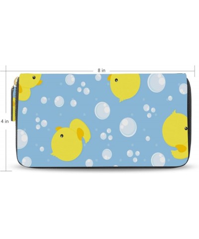 Seamless Cute Orange Foxes Animals White Cloud on Blue Sky Leather Long Wallet Organizer with Zipper Purse Clutch Bag for Wom...