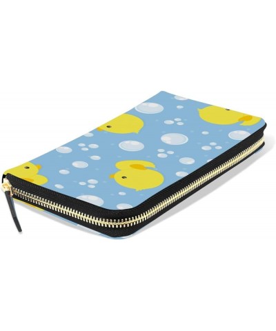 Seamless Cute Orange Foxes Animals White Cloud on Blue Sky Leather Long Wallet Organizer with Zipper Purse Clutch Bag for Wom...