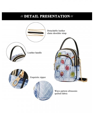 Various Fruits in Ice Cube Wall Small Crossbody Bag Functional Multi Pocket Bag Shoulder Handbag $15.36 Crossbody Bags