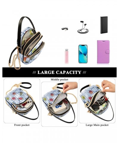 Various Fruits in Ice Cube Wall Small Crossbody Bag Functional Multi Pocket Bag Shoulder Handbag $15.36 Crossbody Bags