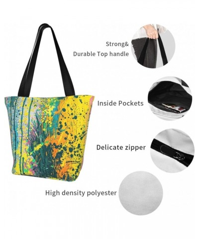 Large Capacity Lightweight Tote Bag With Zipper For Women, Stylish Shoulder Bag Black1 $11.15 Shoulder Bags