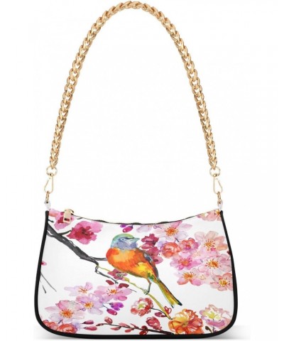 Spring Birds Flowers Shoulder Bag for Women Shoulder Handbags with Zipper Closure Small Clutch Purses Crossbody Bags for Wome...