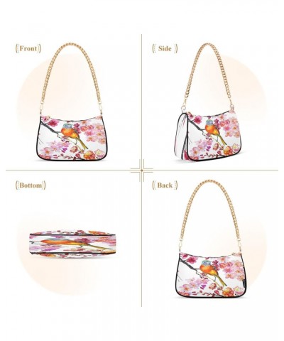 Spring Birds Flowers Shoulder Bag for Women Shoulder Handbags with Zipper Closure Small Clutch Purses Crossbody Bags for Wome...