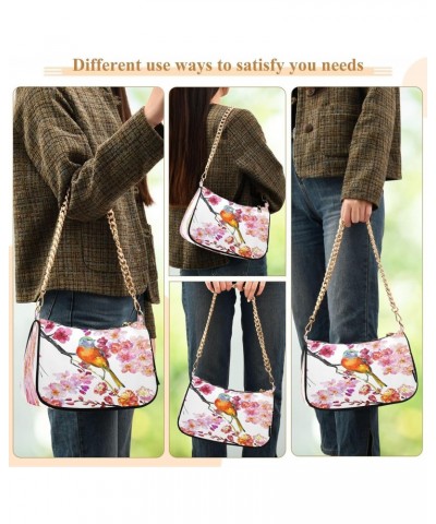 Spring Birds Flowers Shoulder Bag for Women Shoulder Handbags with Zipper Closure Small Clutch Purses Crossbody Bags for Wome...