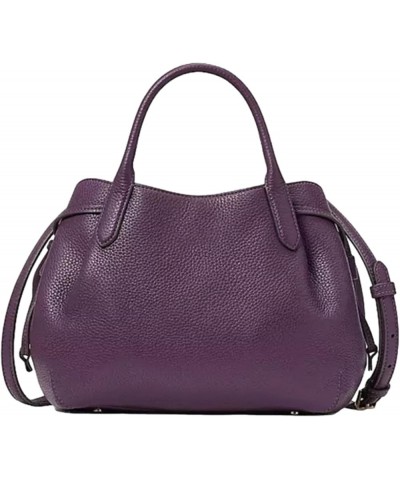 Women's Dumpling Pebbeled Leather Large Satchel Bag Ripe Plum $128.25 Hobo Bags