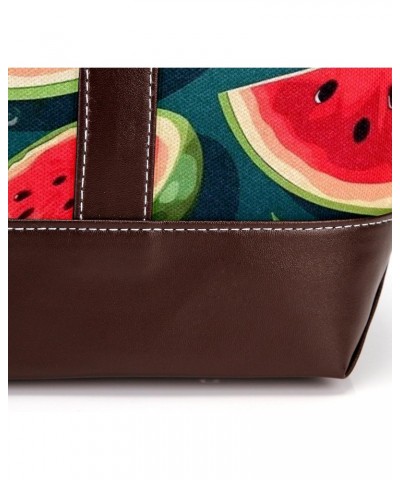 Watermelon Canvas Leather Mix Crossbody Bag - Stylish Hand-held Purse, 13.3x4.7x12.2 inches $27.35 Crossbody Bags