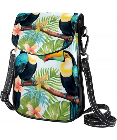 Classic PU Leather Phone Bag - Durable Cell Phone Wallet, Convenient Crossbody Purse Lovely Toucans Print Multicoloured6 $12....