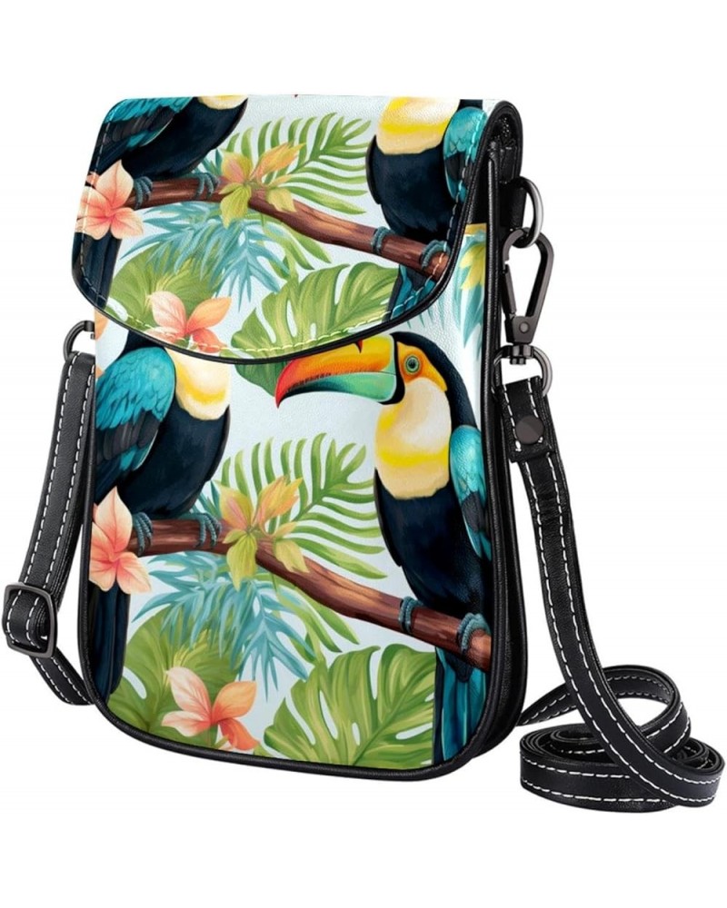 Classic PU Leather Phone Bag - Durable Cell Phone Wallet, Convenient Crossbody Purse Lovely Toucans Print Multicoloured6 $12....