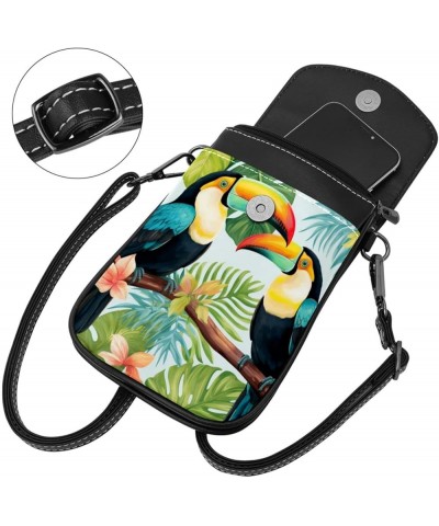 Classic PU Leather Phone Bag - Durable Cell Phone Wallet, Convenient Crossbody Purse Lovely Toucans Print Multicoloured6 $12....