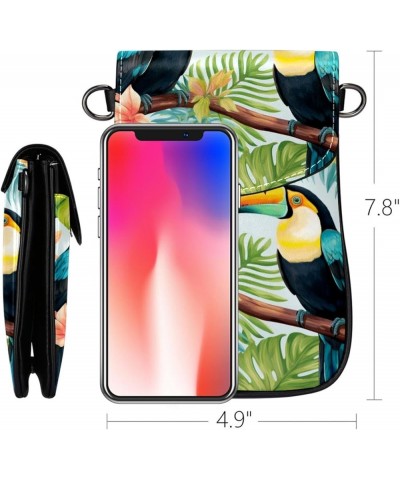 Classic PU Leather Phone Bag - Durable Cell Phone Wallet, Convenient Crossbody Purse Lovely Toucans Print Multicoloured6 $12....