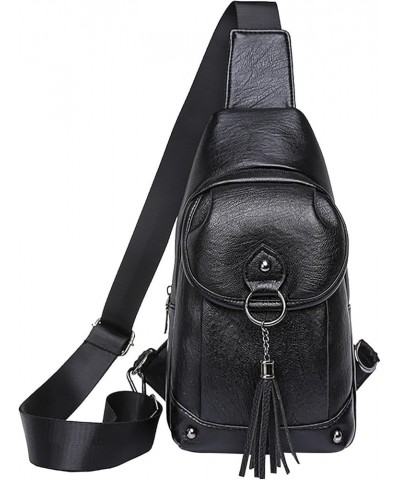 Leather Crossbody Bags for Women, Women Crossbody Purses, Large Capacity Multi Compartment Women Bag Black $11.12 Crossbody Bags