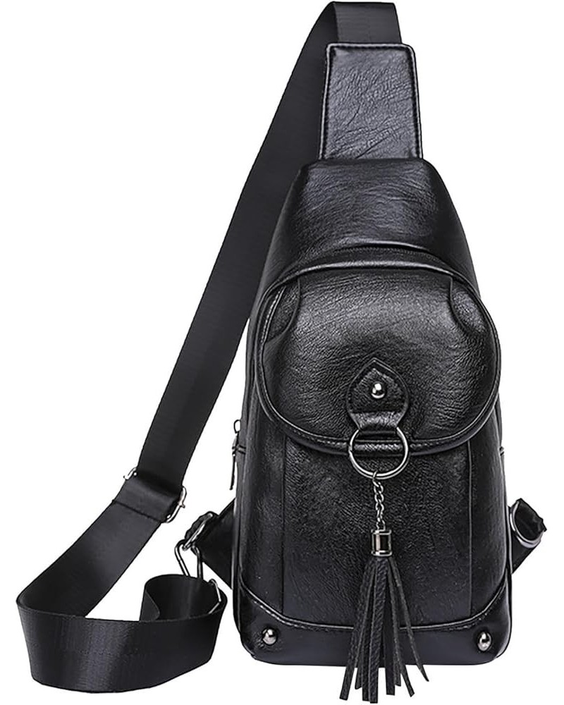 Leather Crossbody Bags for Women, Women Crossbody Purses, Large Capacity Multi Compartment Women Bag Black $11.12 Crossbody Bags