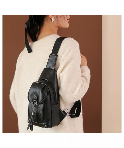 Leather Crossbody Bags for Women, Women Crossbody Purses, Large Capacity Multi Compartment Women Bag Black $11.12 Crossbody Bags