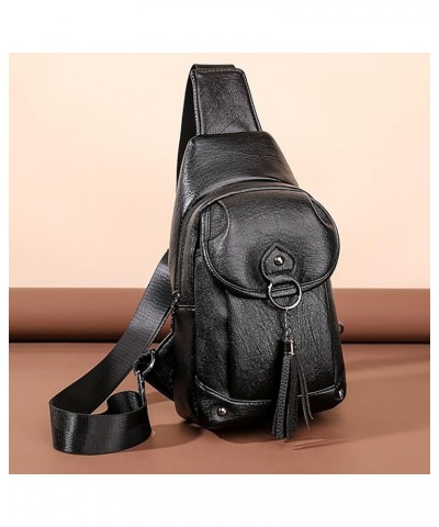 Leather Crossbody Bags for Women, Women Crossbody Purses, Large Capacity Multi Compartment Women Bag Black $11.12 Crossbody Bags