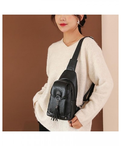 Leather Crossbody Bags for Women, Women Crossbody Purses, Large Capacity Multi Compartment Women Bag Black $11.12 Crossbody Bags