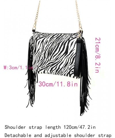 Women Tassel Clutch Shoulder Bag Sexy Leopard Print Crossbody Bag Purse-Lattice Zebra $17.90 Totes