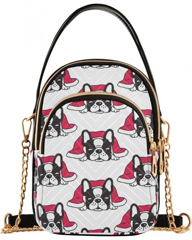 French Bulldog Sleeping Christmas Crossbody Bags for Women Cross Body Bags Wallet Phone Purse with Chain Strap for Everyday U...