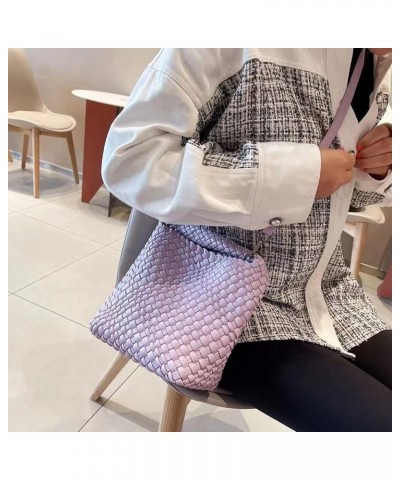 Handmade Woven Shoulder Bags for Women Cute Hobo Tote Handbag Mini Clutch Purse with Magnetic Buckle Crossbody Phone Bag Lave...