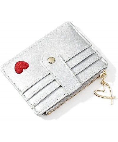 Female Multiple Slot Card Holder Heart-Shaped Embroidered Small Thin Women's Wallet Ladies Coin Purse (Color : E) D $47.11 Wa...