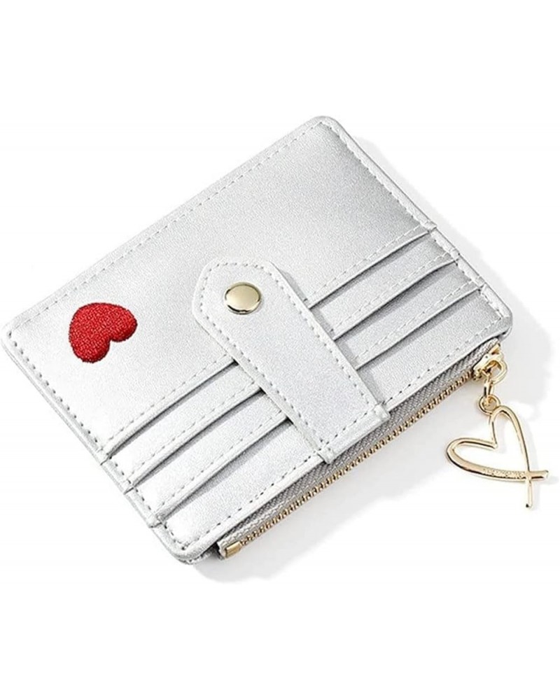 Female Multiple Slot Card Holder Heart-Shaped Embroidered Small Thin Women's Wallet Ladies Coin Purse (Color : E) D $47.11 Wa...