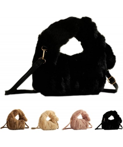 Fluffy Tote Bag New Fuzzy Style Single Shoulder Crossbody Fluffy Bag Fuzzy Clutch Bag Handbag Totes Shoulder Bag Black $17.10...