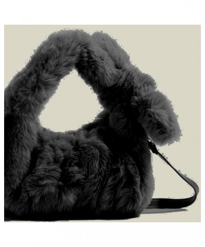 Fluffy Tote Bag New Fuzzy Style Single Shoulder Crossbody Fluffy Bag Fuzzy Clutch Bag Handbag Totes Shoulder Bag Black $17.10...