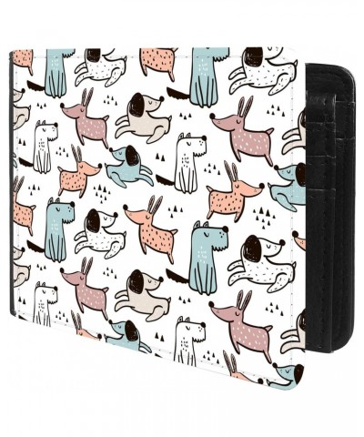 Unique Desige Pattern - Lovely pattern with hand drawn dogs, Slim Front Pocket Wallet Billfold RFID Blocking $11.46 Wallets