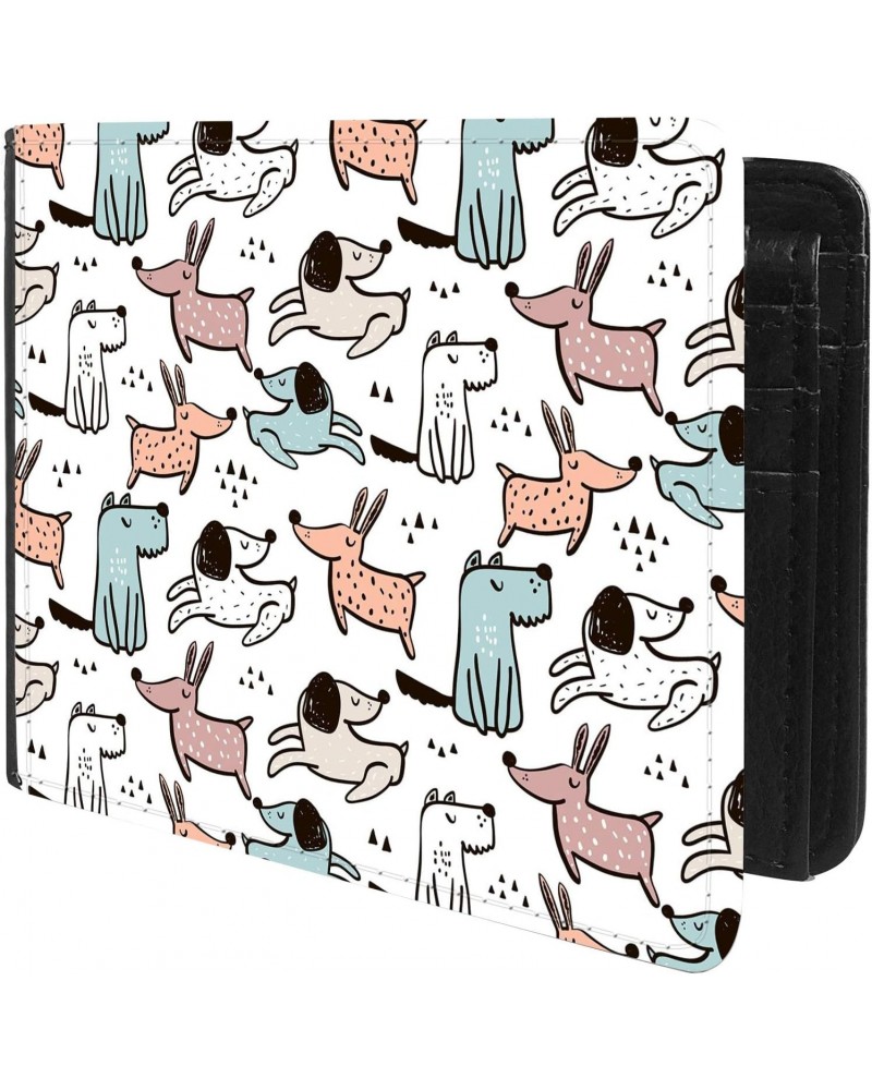 Unique Desige Pattern - Lovely pattern with hand drawn dogs, Slim Front Pocket Wallet Billfold RFID Blocking $11.46 Wallets