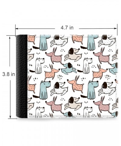 Unique Desige Pattern - Lovely pattern with hand drawn dogs, Slim Front Pocket Wallet Billfold RFID Blocking $11.46 Wallets