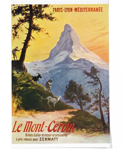 24x36 Inch Giclee Print, Switzerland, Railway Promo of the Alps, Matterhorn, Vintage Travel Ad $27.49 Totes